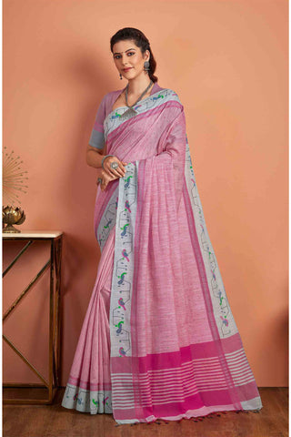 Kanchi cotton printed saree with texture