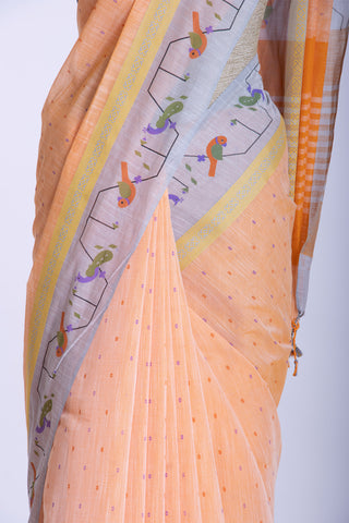 Kanchi cotton printed saree with texture