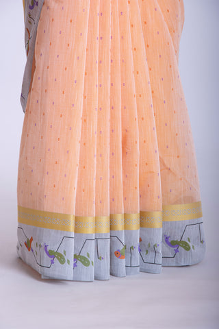 Kanchi cotton printed saree with texture