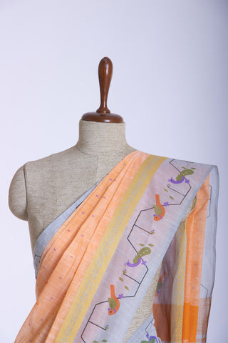 Kanchi cotton printed saree with texture