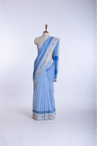 Kanchi cotton printed saree with texture