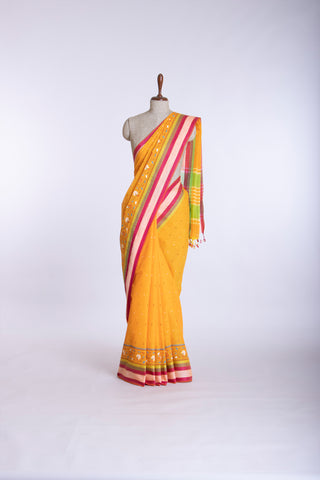 Orange Color Kanchi Cotton Print Saree