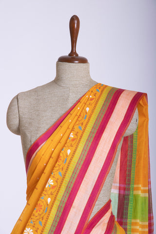 Orange Color Kanchi Cotton Print Saree