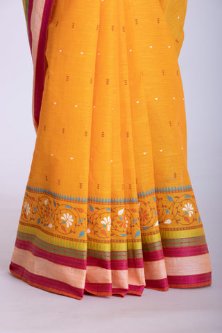 Orange Color Kanchi Cotton Print Saree