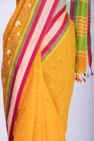 Orange Color Kanchi Cotton Print Saree