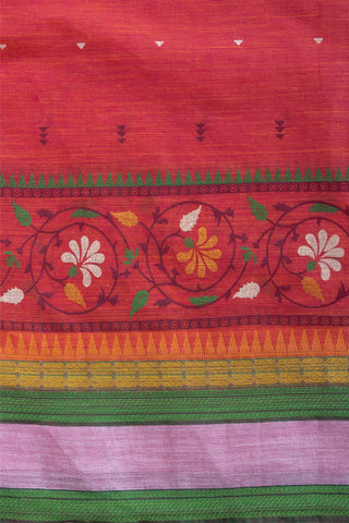 Orange Color Kanchi Cotton Print Saree