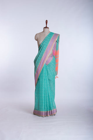 Kanchi cotton saree with allover mango and flower print