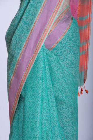 Kanchi cotton saree with allover mango and flower print