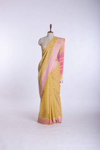 Kanchi cotton saree with allover mango and flower print