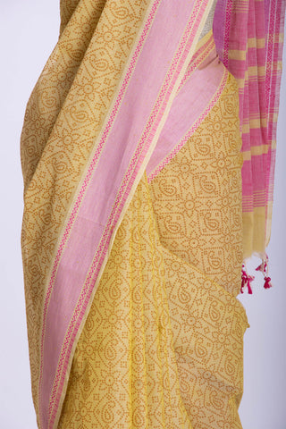 Kanchi cotton saree with allover mango and flower print