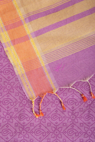 Purple Color Kanchi Cotton Floral Mango Printed Saree