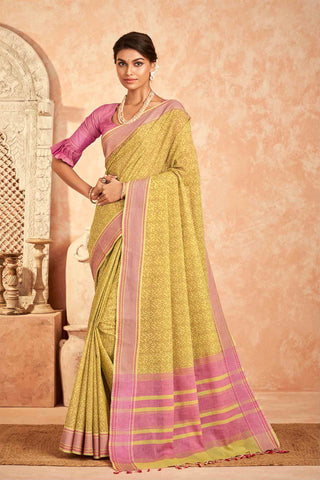 Purple Color Kanchi Cotton Floral Mango Printed Saree