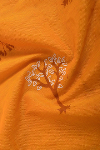 Kanchi Cotton Saree With Trees and Animals Print