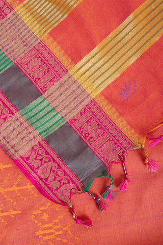 Kanchi cotton saree in butterfly print with texture