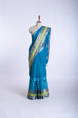 Kanchi cotton saree in butterfly print with texture