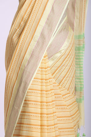 Mangalagiri cotton saree with  horizontal stripes