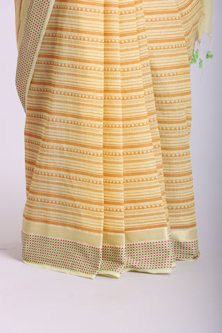 Mangalagiri cotton saree with  horizontal stripes