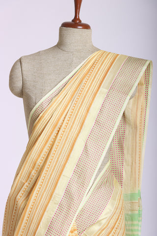 Mangalagiri cotton saree with  horizontal stripes