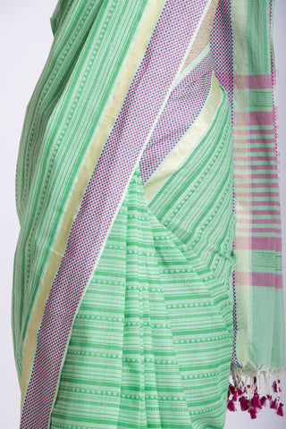 Mangalagiri cotton saree with  horizontal stripes