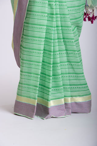 Mangalagiri cotton saree with  horizontal stripes