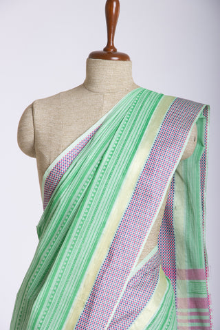 Mangalagiri cotton saree with  horizontal stripes