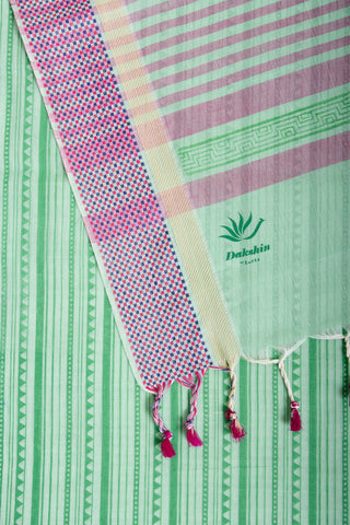 Mangalagiri cotton saree with  horizontal stripes