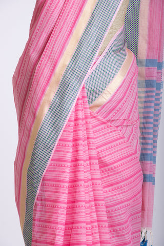 Mangalagiri cotton saree with  horizontal stripes