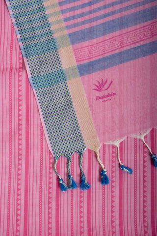 Mangalagiri cotton saree with  horizontal stripes