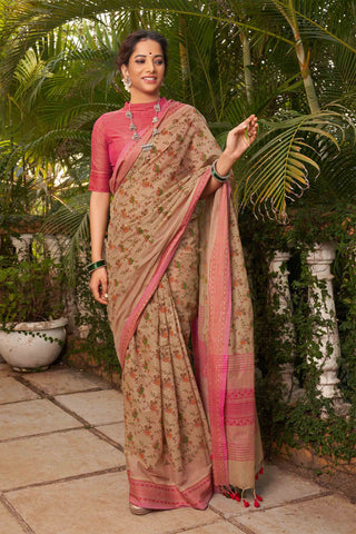 Mangalagiri cotton saree with print