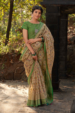 Mangalagiri cotton saree with print