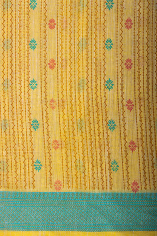 Mangalagiri Cotton Saree With Small Flower Print And With Weaving Border.