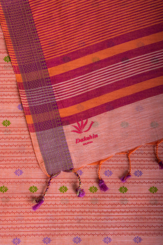 Mangalagiri Cotton Saree With Small Flower Print And With Weaving Border.