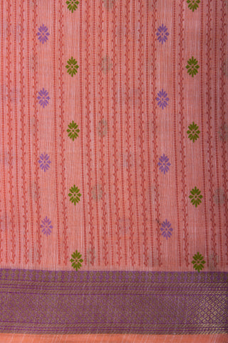 Mangalagiri Cotton Saree With Small Flower Print And With Weaving Border.