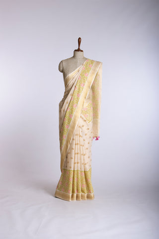 Mangalagiri cotton with floral print saree