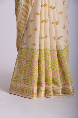 Mangalagiri cotton with floral print saree