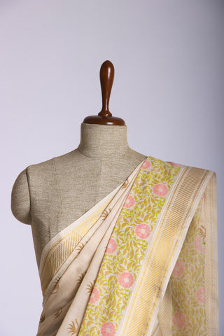 Mangalagiri cotton with floral print saree