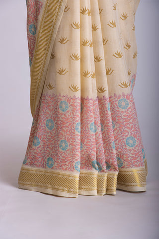 Mangalagiri cotton with floral print saree