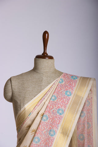 Mangalagiri cotton with floral print saree