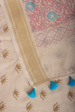 Mangalagiri cotton with floral print saree