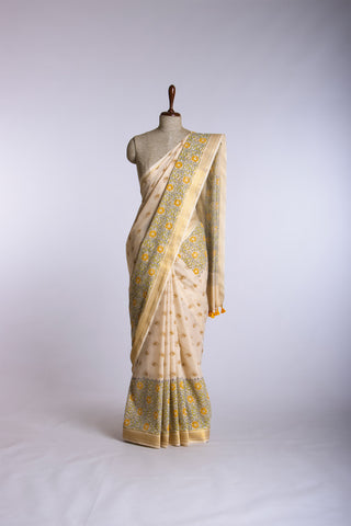 Mangalagiri cotton with floral print saree