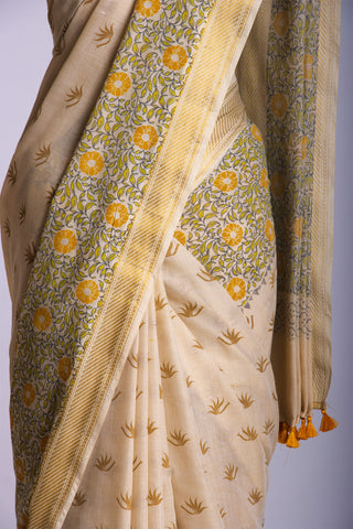 Mangalagiri cotton with floral print saree