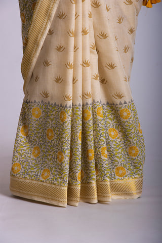 Mangalagiri cotton with floral print saree