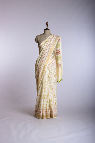 Mangalagiri cotton saree with branches and flower print