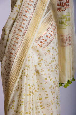 Mangalagiri cotton saree with branches and flower print