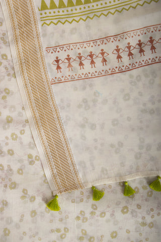 Mangalagiri cotton saree with branches and flower print