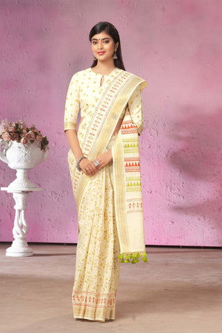 Mangalagiri cotton saree with branches and flower print