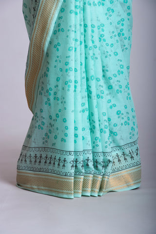 Mangalagiri cotton saree with branches and flower print