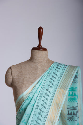 Mangalagiri cotton saree with branches and flower print