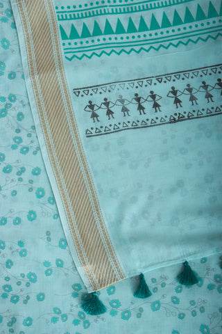 Mangalagiri cotton saree with branches and flower print