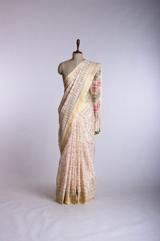 Mangalagiri cotton saree with branches and flower print